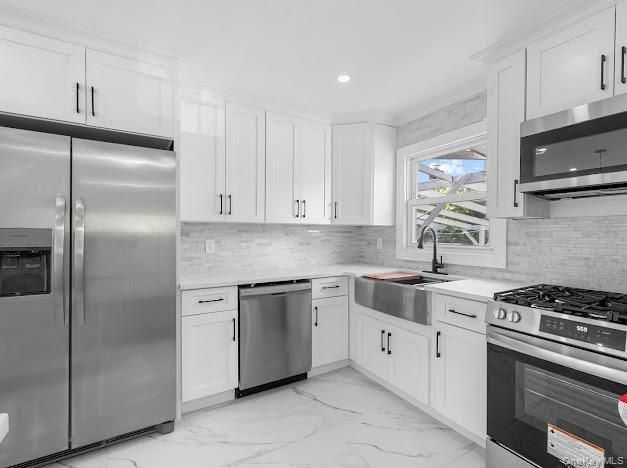 Interior, Kitchen, Marble, Recessed Lighting, Stainless Steel Appliances