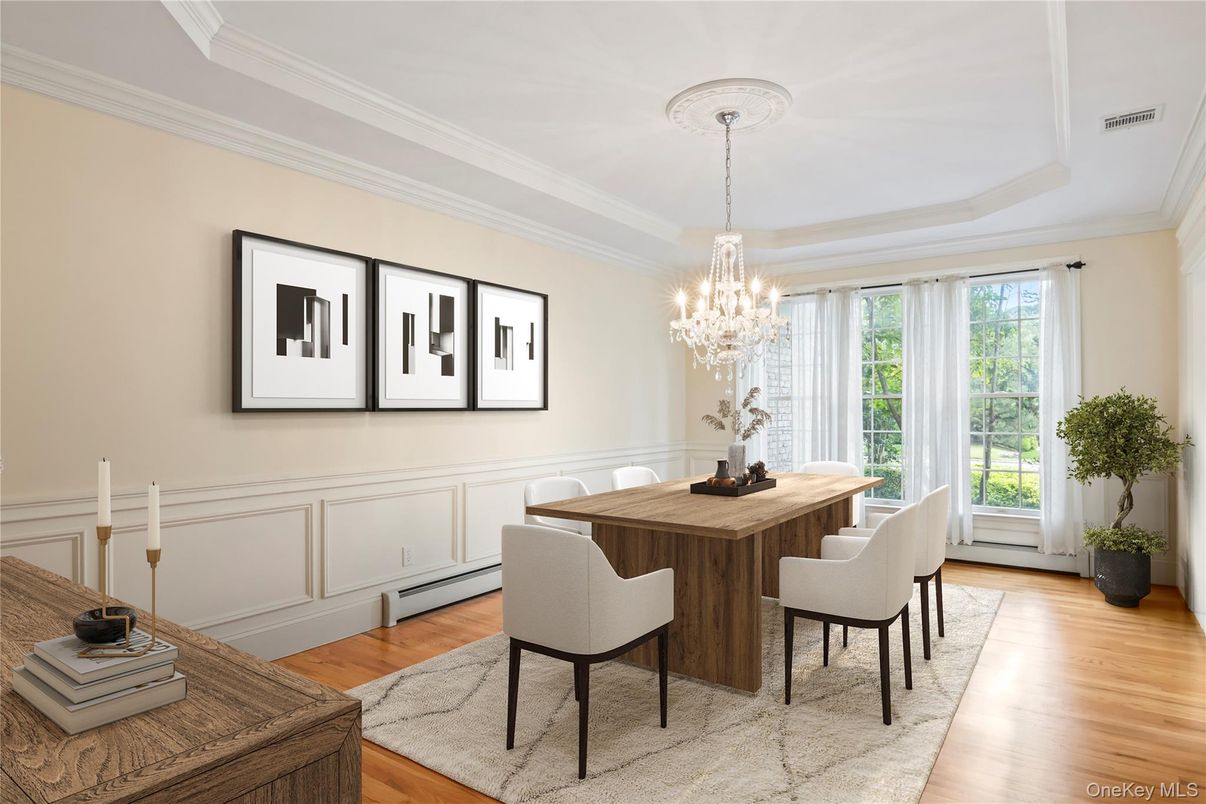 Chandelier, Dining room, Interior, Wood Texture Flooring