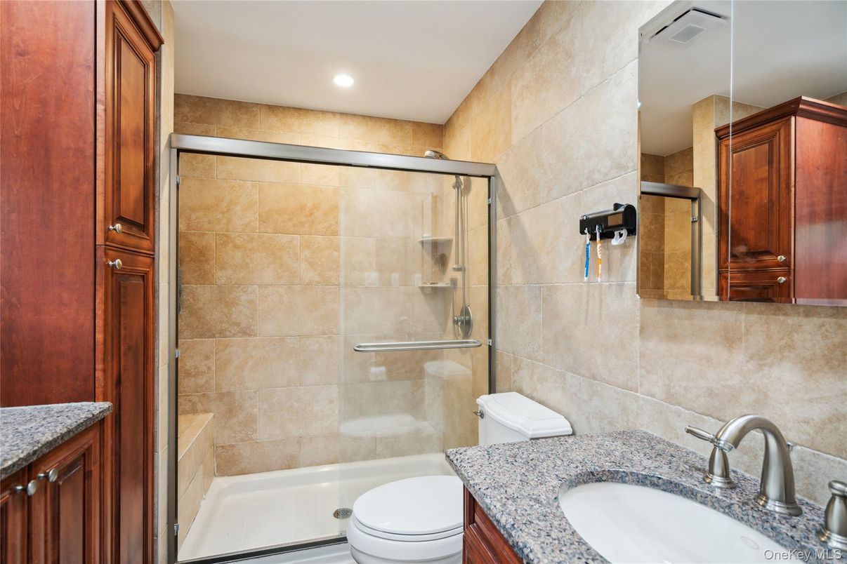 Bathroom, Glass Shower, Interior, Recessed Lighting