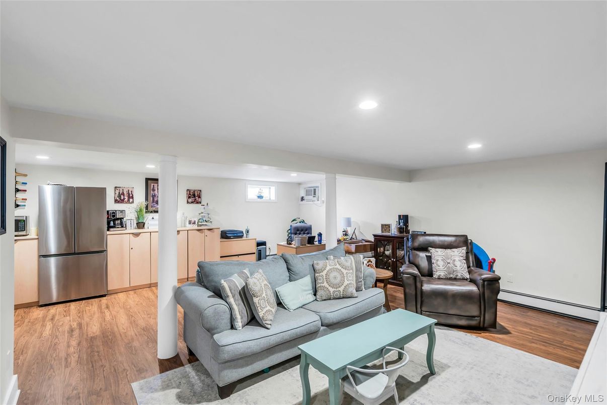 Interior, Kitchen, Living room, Recessed Lighting, Stainless Steel Appliances, Wood Texture Flooring