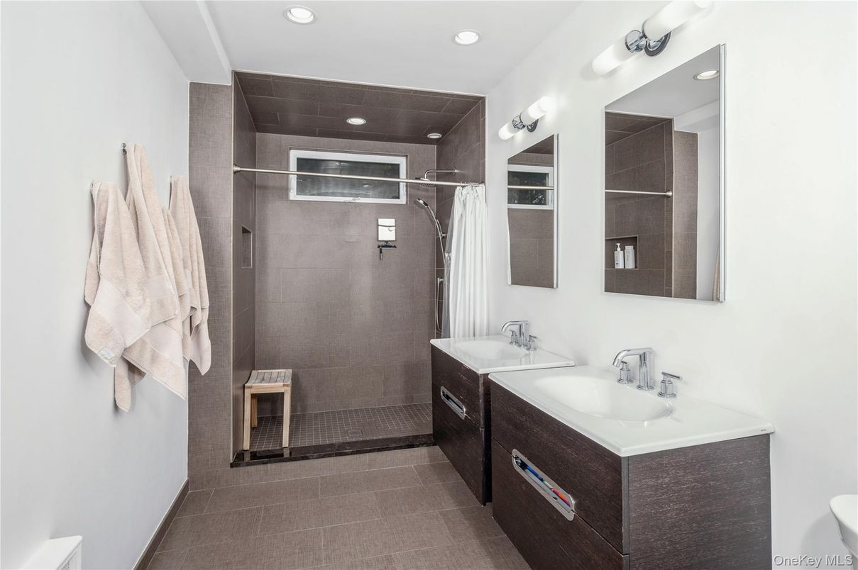 Bathroom, Dual Sink Vanities, Glass Shower, Interior, Recessed Lighting