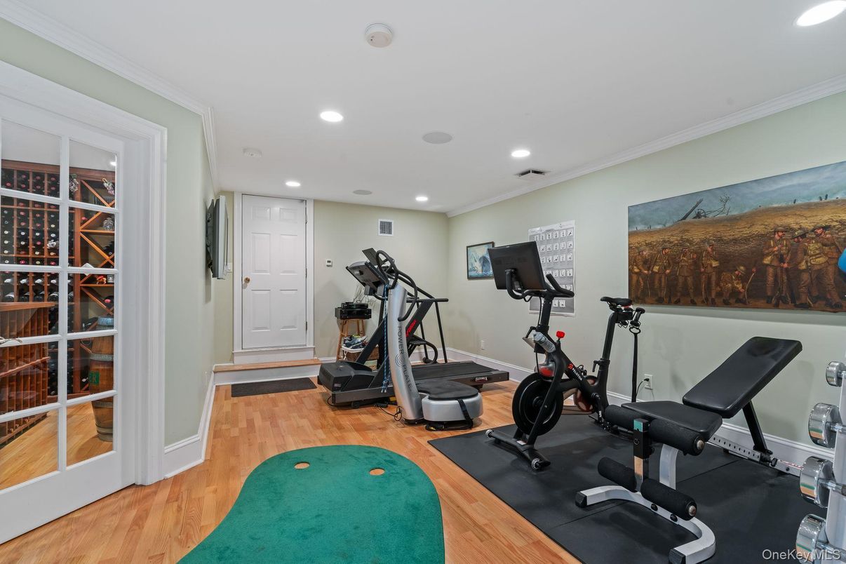 Fitness Equipment, Interior, Recessed Lighting, Wood Texture Flooring