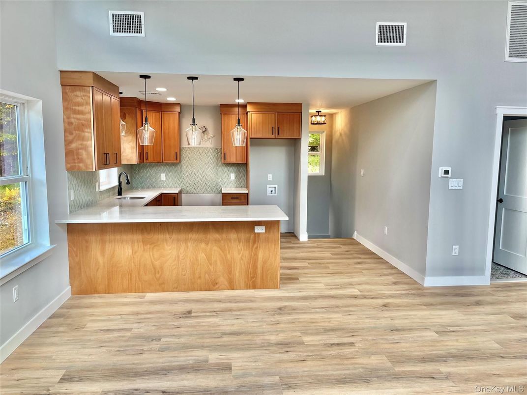 Interior, Kitchen, Pendant Lights, Recessed Lighting, Wood Texture Flooring