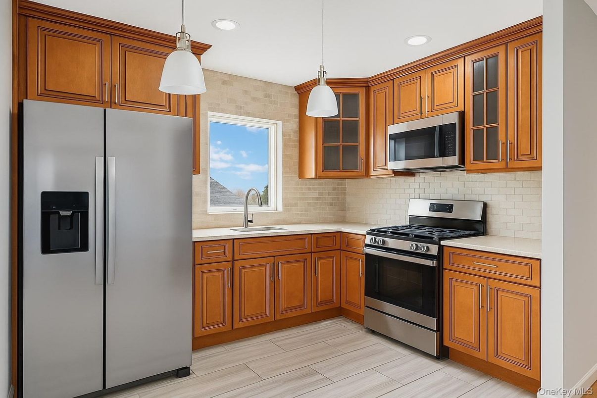 Interior, Kitchen, Pendant Lights, Recessed Lighting, Stainless Steel Appliances