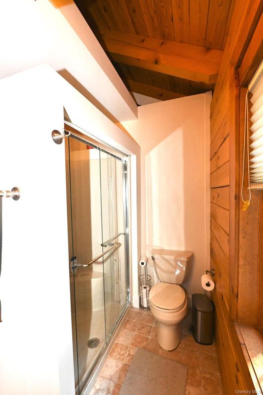 Bathroom, Glass Shower, Interior, Wooden Beams, Wooden Ceilings