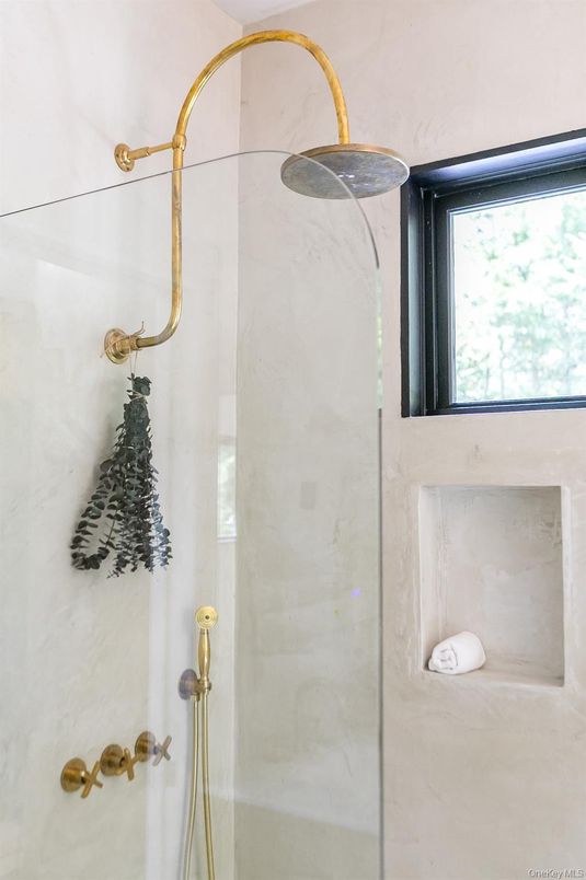 Bathroom, Glass Shower, Interior, Marble Walls