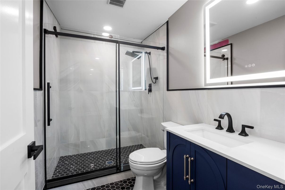 Bathroom, Glass Shower, Interior, Recessed Lighting