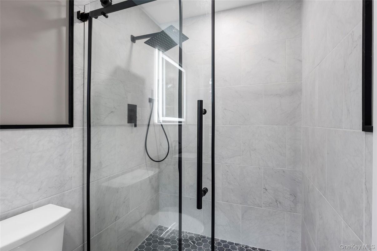 Bathroom, Glass Shower, Interior, Marble Walls