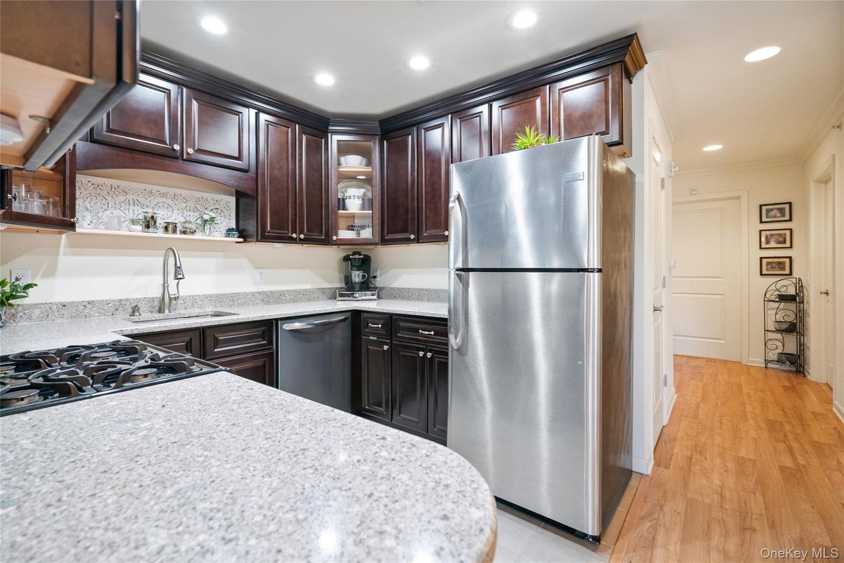 Interior, Kitchen, Recessed Lighting, Wood Texture Flooring