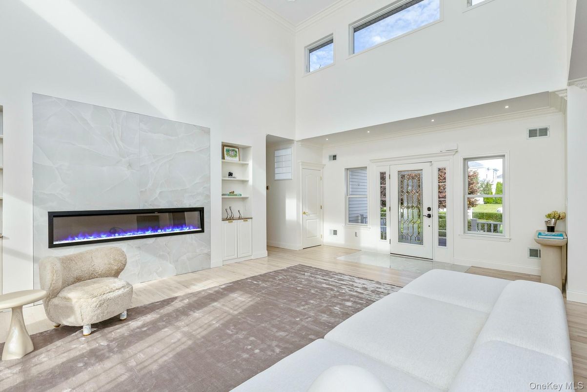 Fireplace, Interior, Recessed Lighting, Wood Texture Flooring