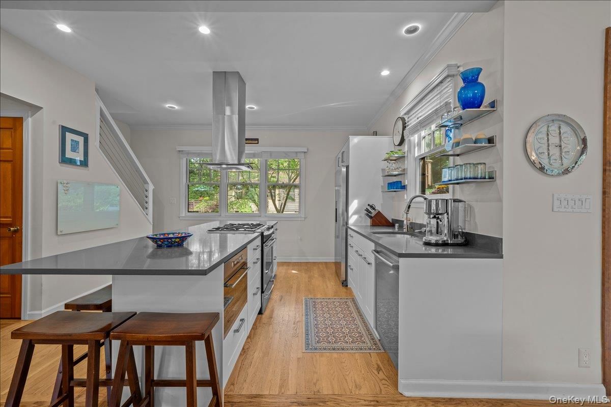 Interior, Kitchen, Recessed Lighting, Wood Texture Flooring