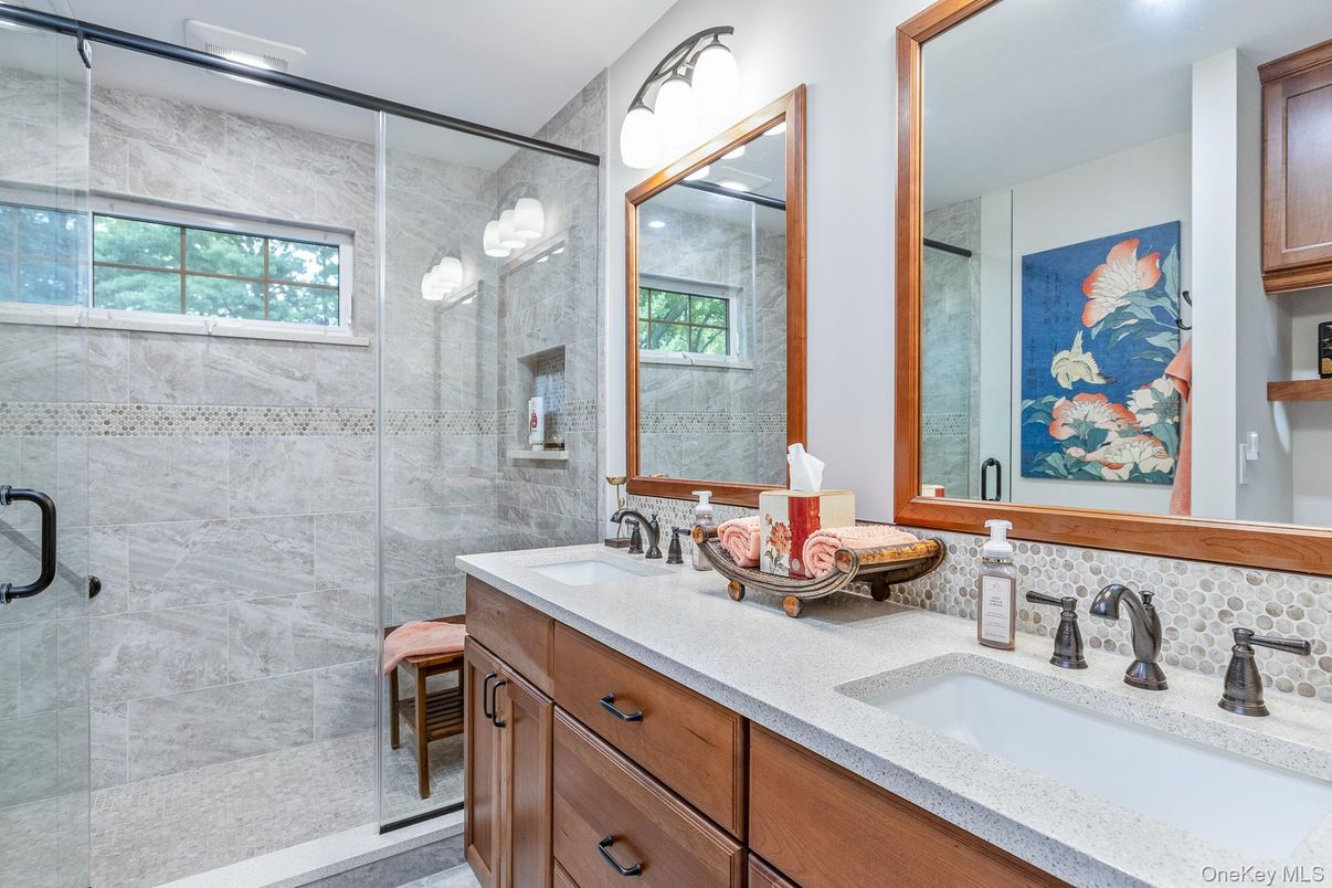 Bathroom, Dual Sink Vanities, Glass Shower, Interior