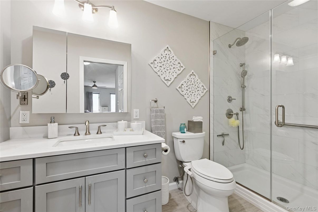 Bathroom, Glass Shower, Interior, Marble Walls