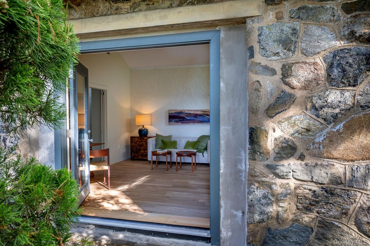 Interior, Stone Walls, Wood Texture Flooring