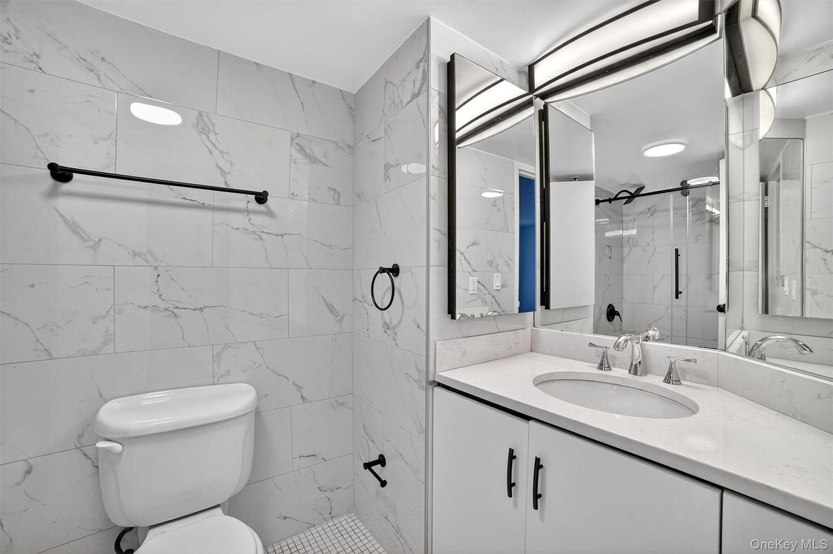 Bathroom, Glass Shower, Interior, Marble Walls