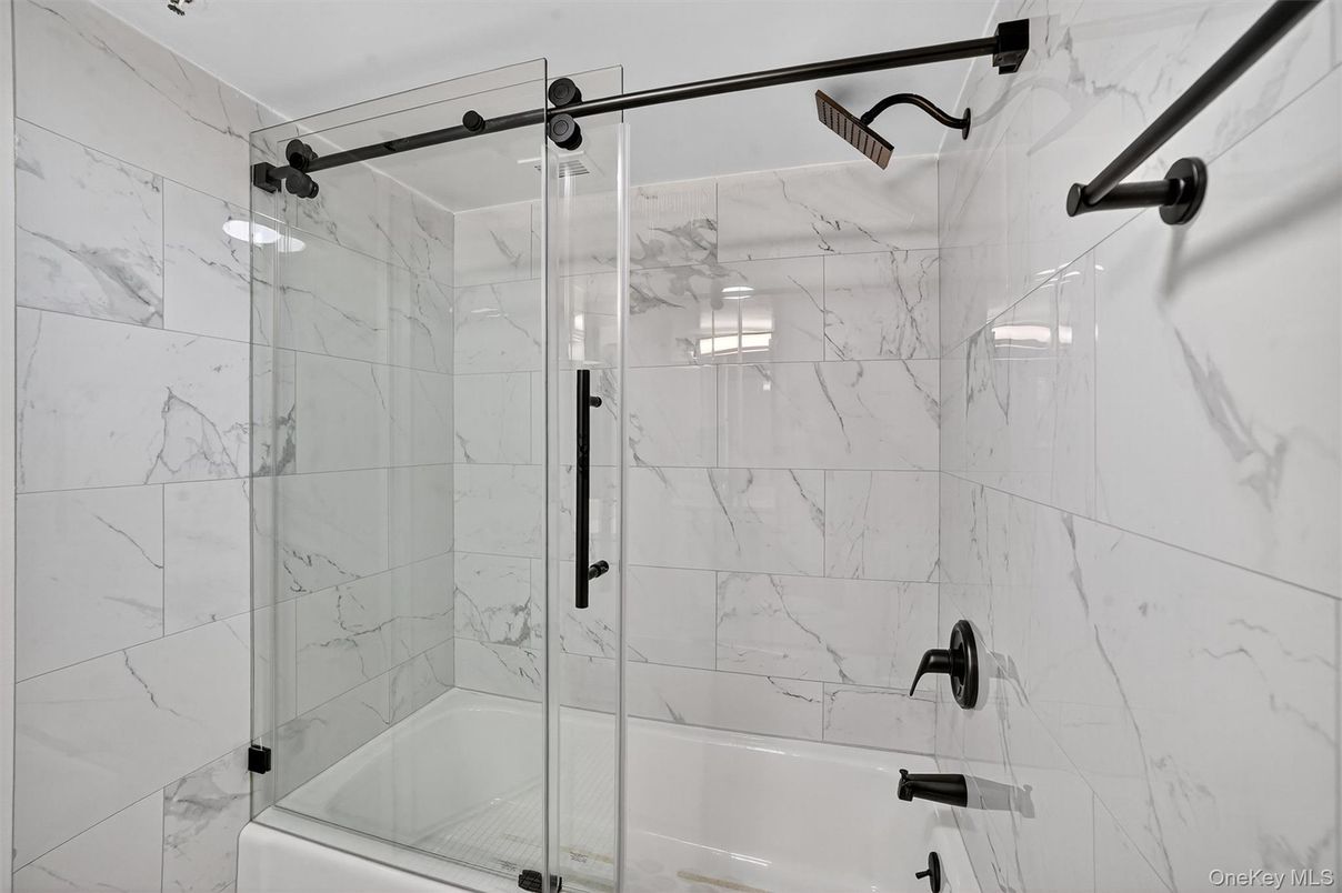 Bathroom, Glass Shower, Interior, Marble Walls