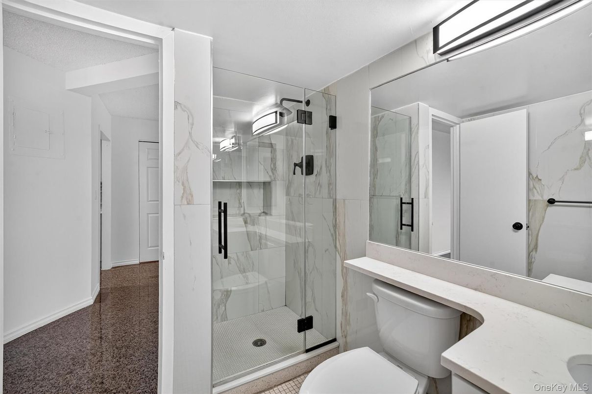 Bathroom, Glass Shower, Interior, Marble Walls
