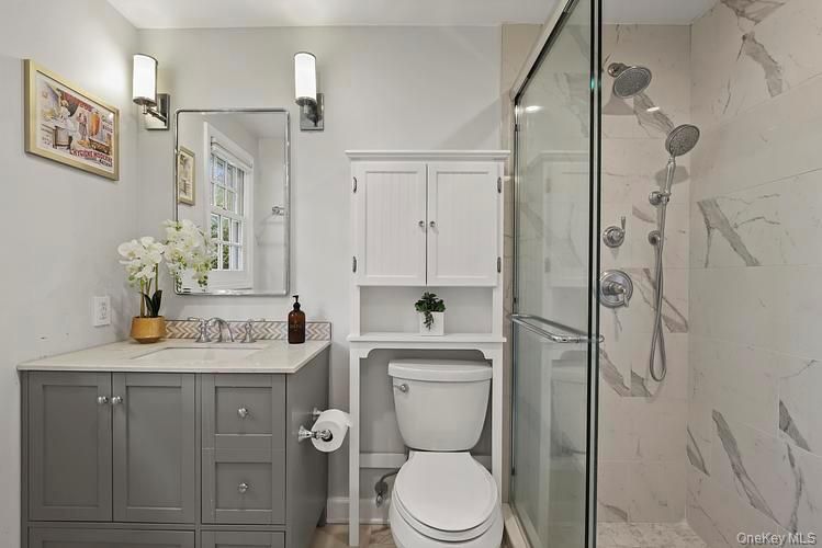 Bathroom, Glass Shower, Interior, Marble Walls