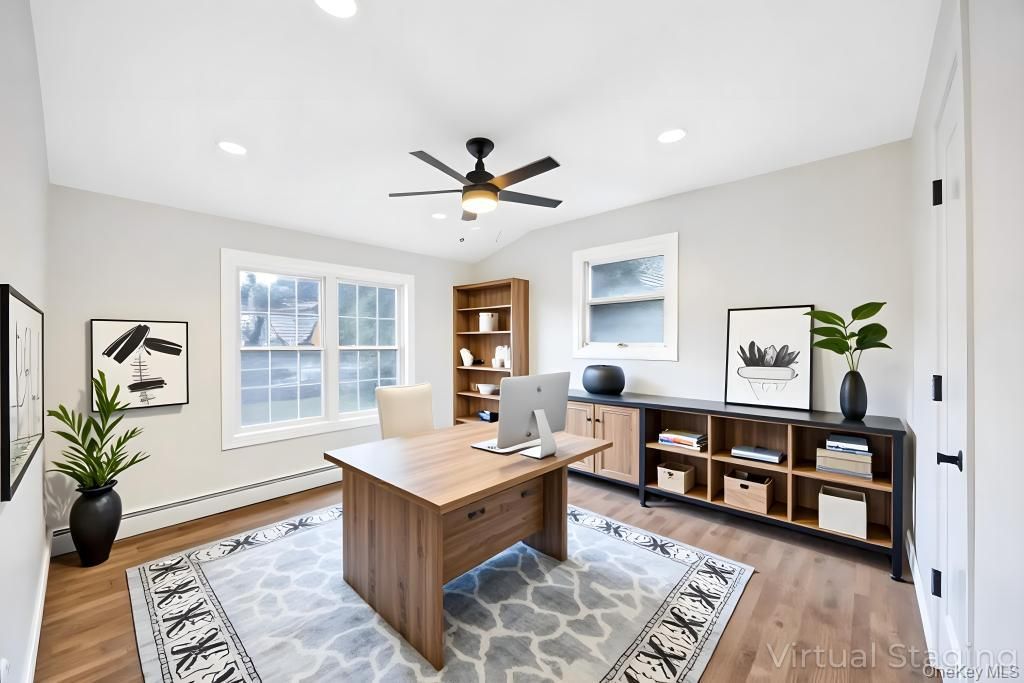 Home Office, Interior, Recessed Lighting, Wood Texture Flooring