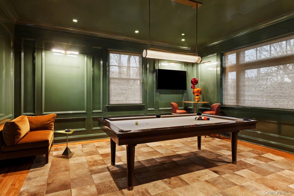 Billiard Table, Game Room, Interior, Pendant Lights, Recessed Lighting