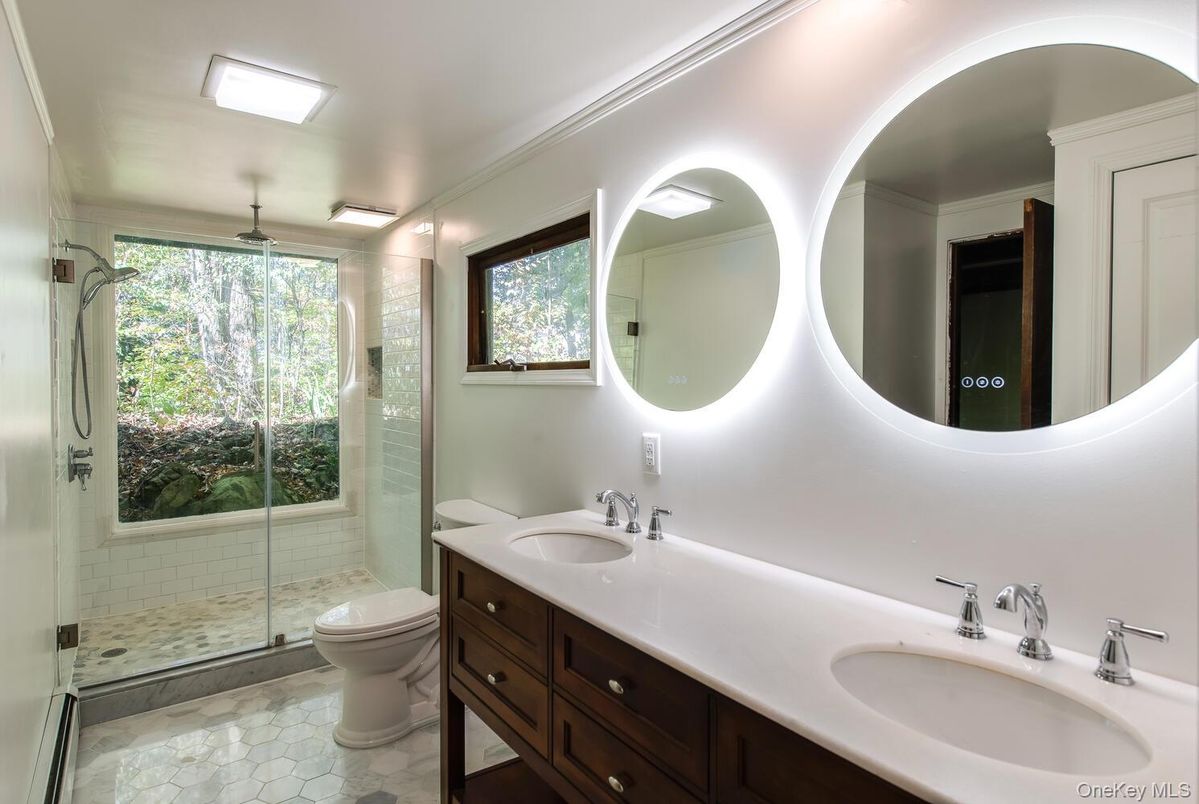 Bathroom, Dual Sink Vanities, Glass Shower, Interior