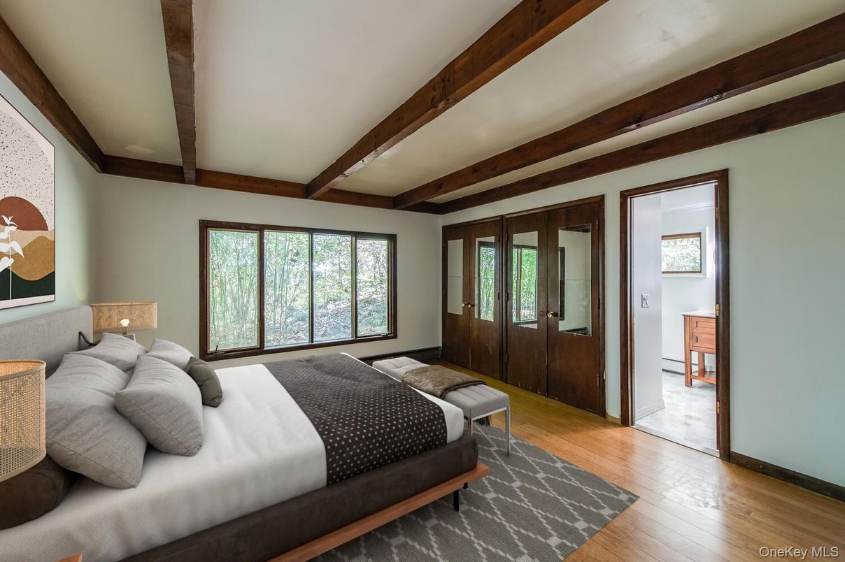 Bedroom, Interior, Wooden Beams, Wood Texture Flooring