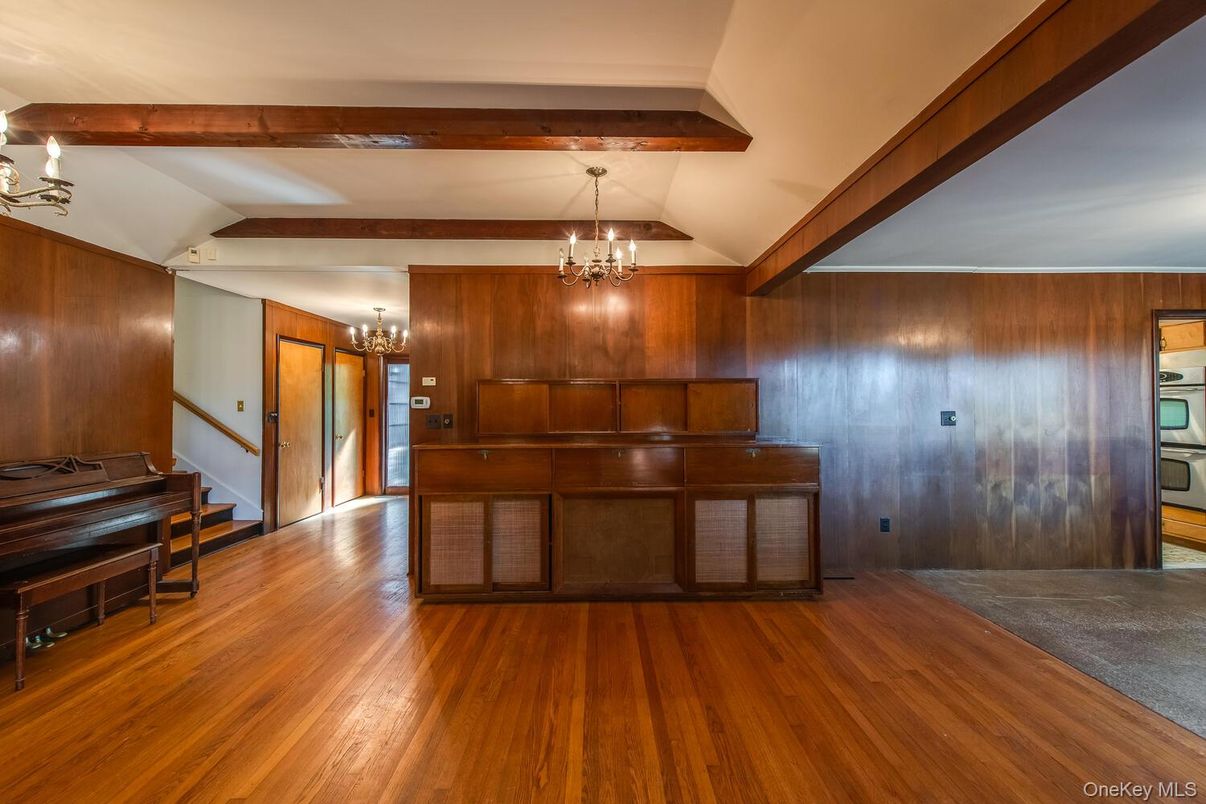 Chandelier, Interior, Piano, Wooden Beams, Wood Texture Flooring, Wooden Walls