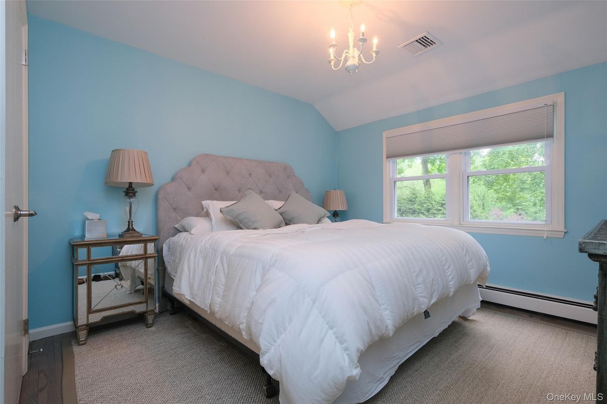 Bedroom, Chandelier, Interior, Wood Texture Flooring