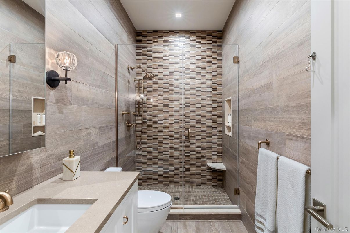 Bathroom, Glass Shower, Interior, Recessed Lighting