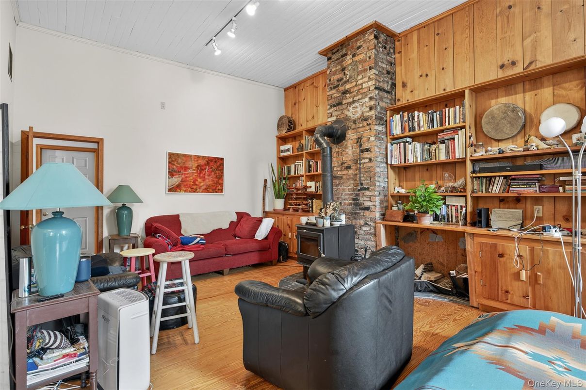 Interior, Living room, Stone Walls, Wood Texture Flooring, Wooden Walls