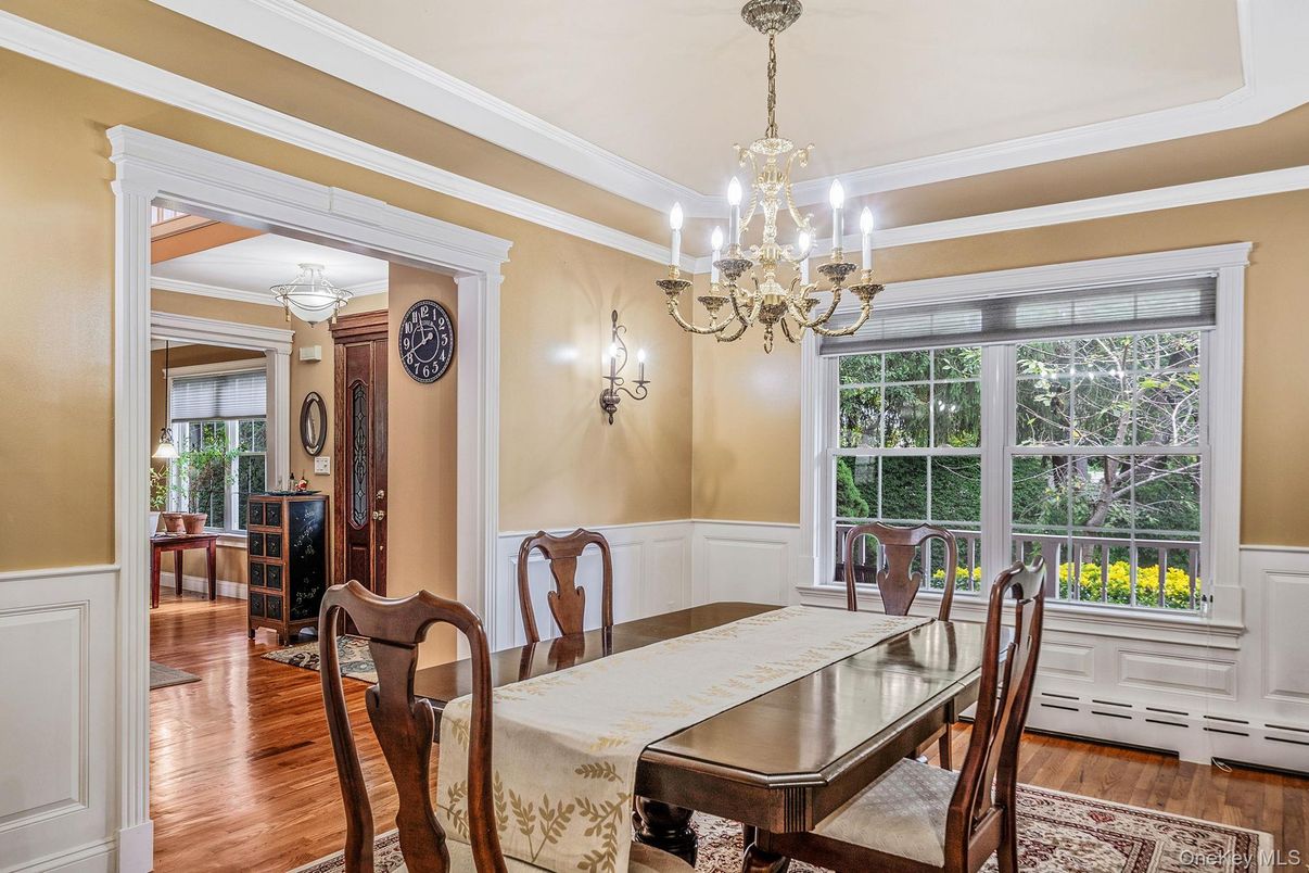 Chandelier, Dining room, Interior, Wood Texture Flooring