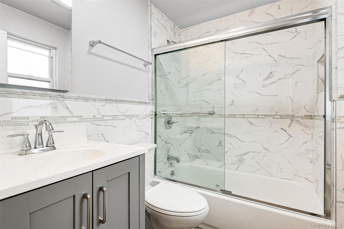 Bathroom, Glass Shower, Interior, Marble Walls