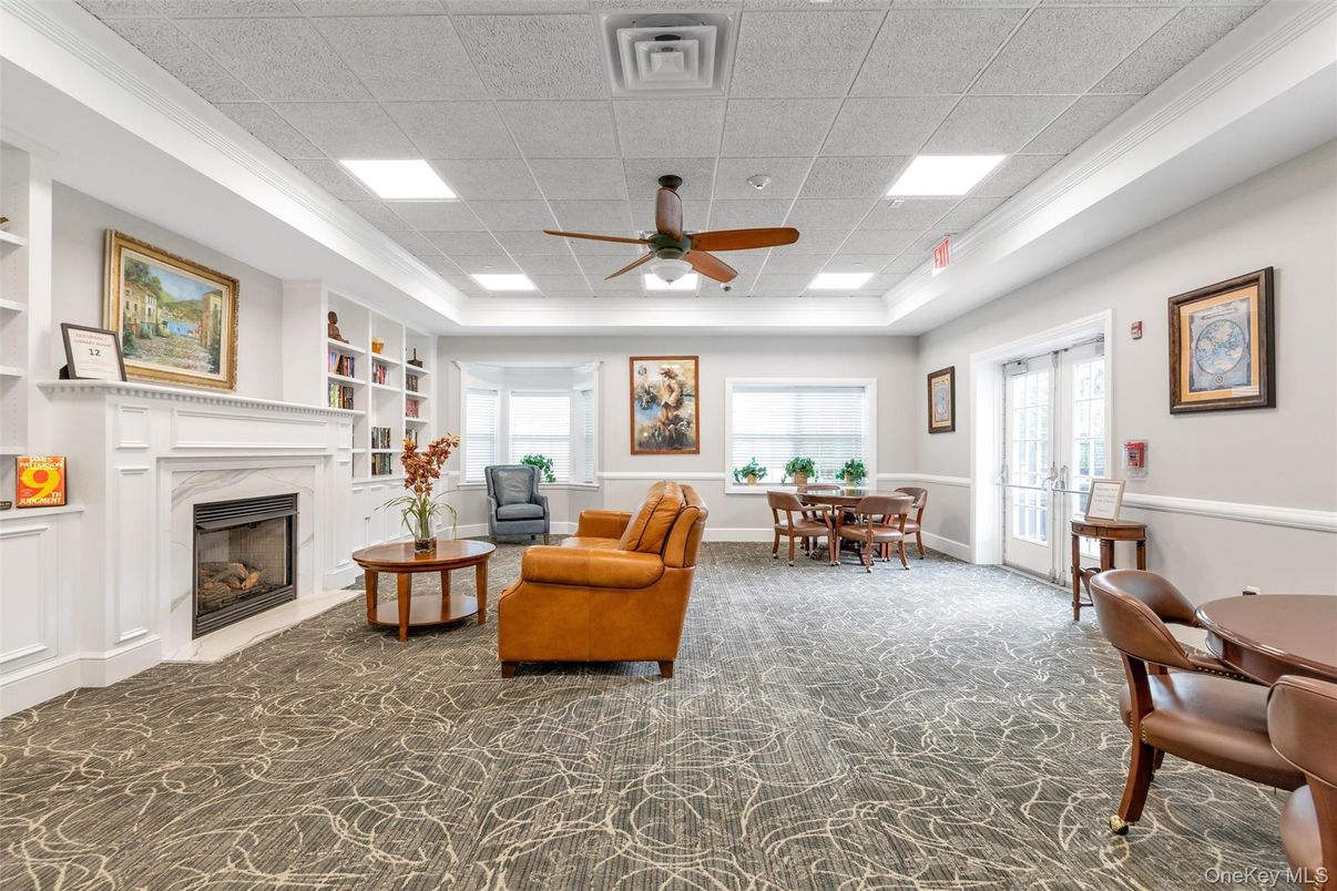 Dining room, Fireplace, Interior, Living room, Recessed Lighting
