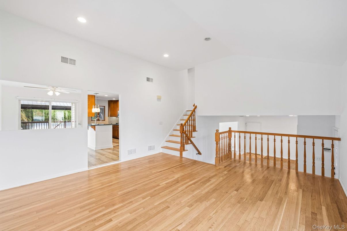 Empty room, Interior, Kitchen, Recessed Lighting, Wood Texture Flooring