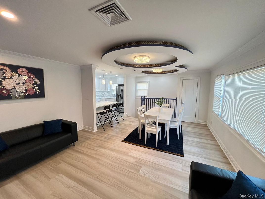 Dining room, Interior, Kitchen, Recessed Lighting, Wood Texture Flooring