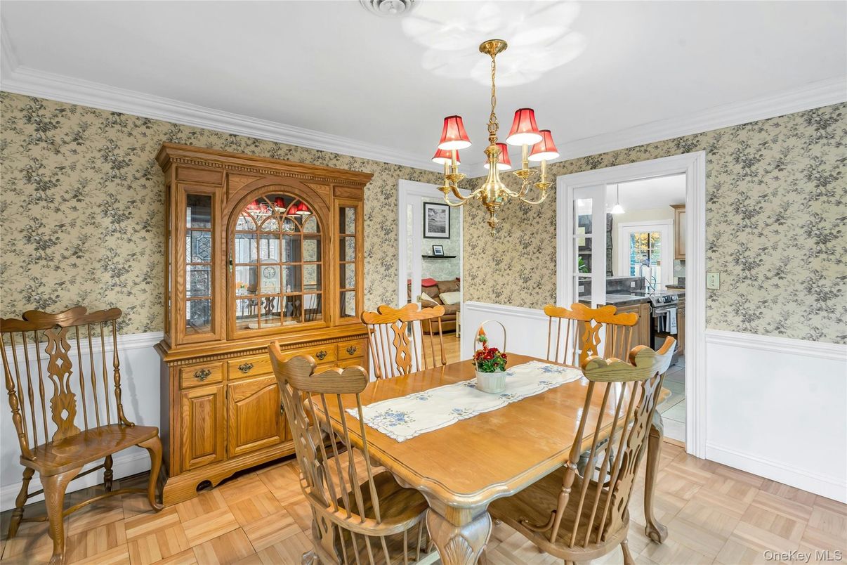 Chandelier, Dining room, Interior, Wood Texture Flooring