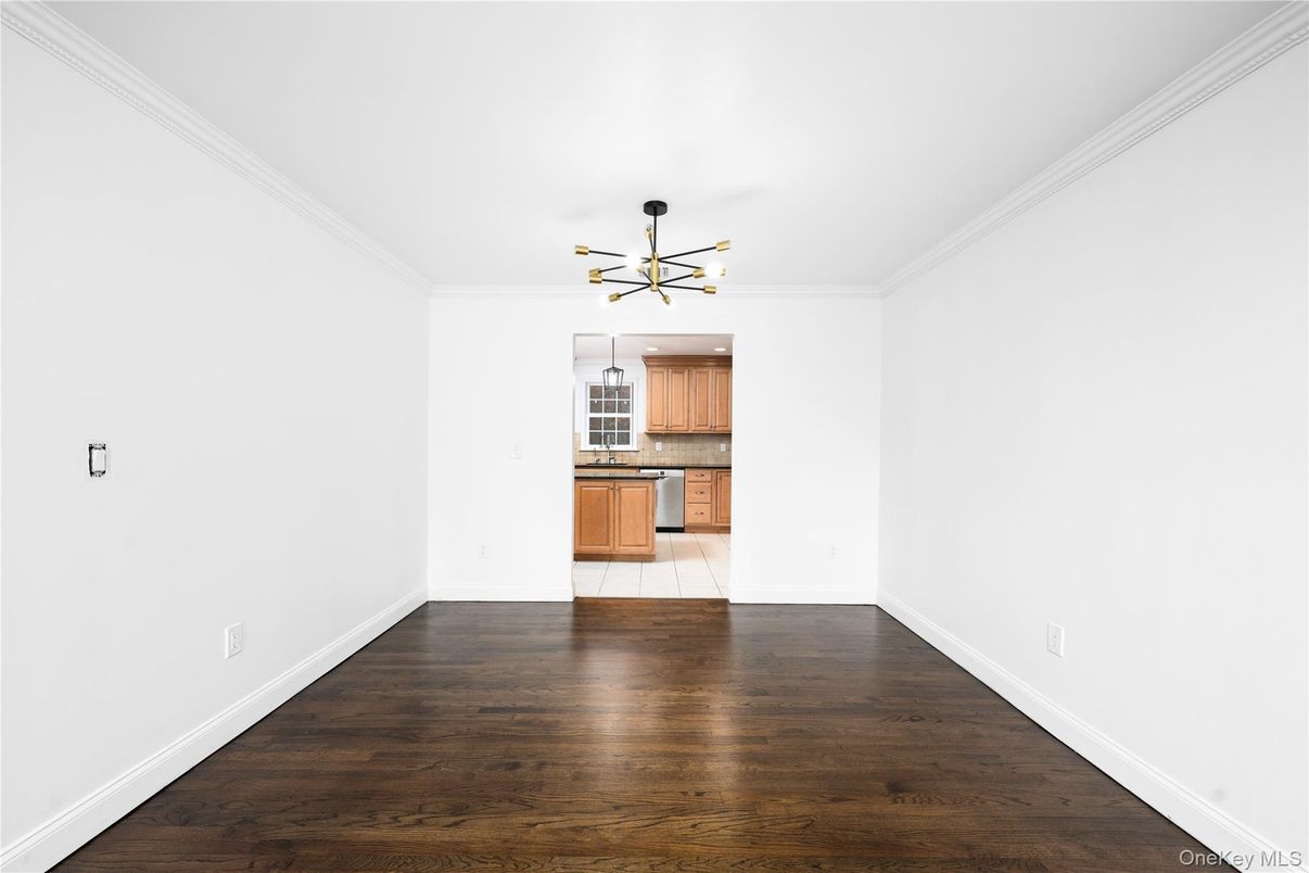 Empty room, Interior, Kitchen, Pendant Lights, Wood Texture Flooring