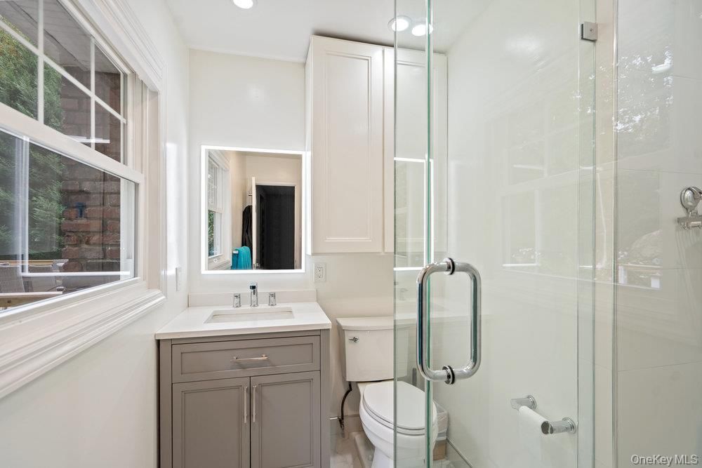 Bathroom, Glass Shower, Interior, Recessed Lighting