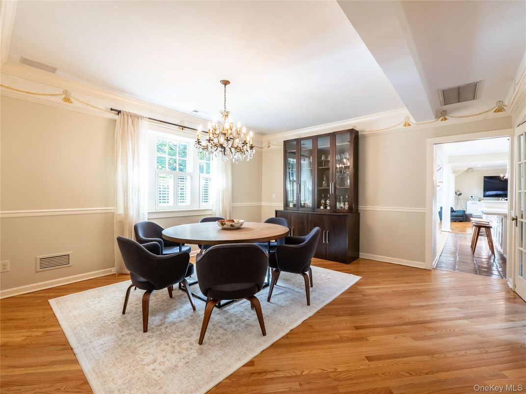 Chandelier, Dining room, Interior, Wood Texture Flooring