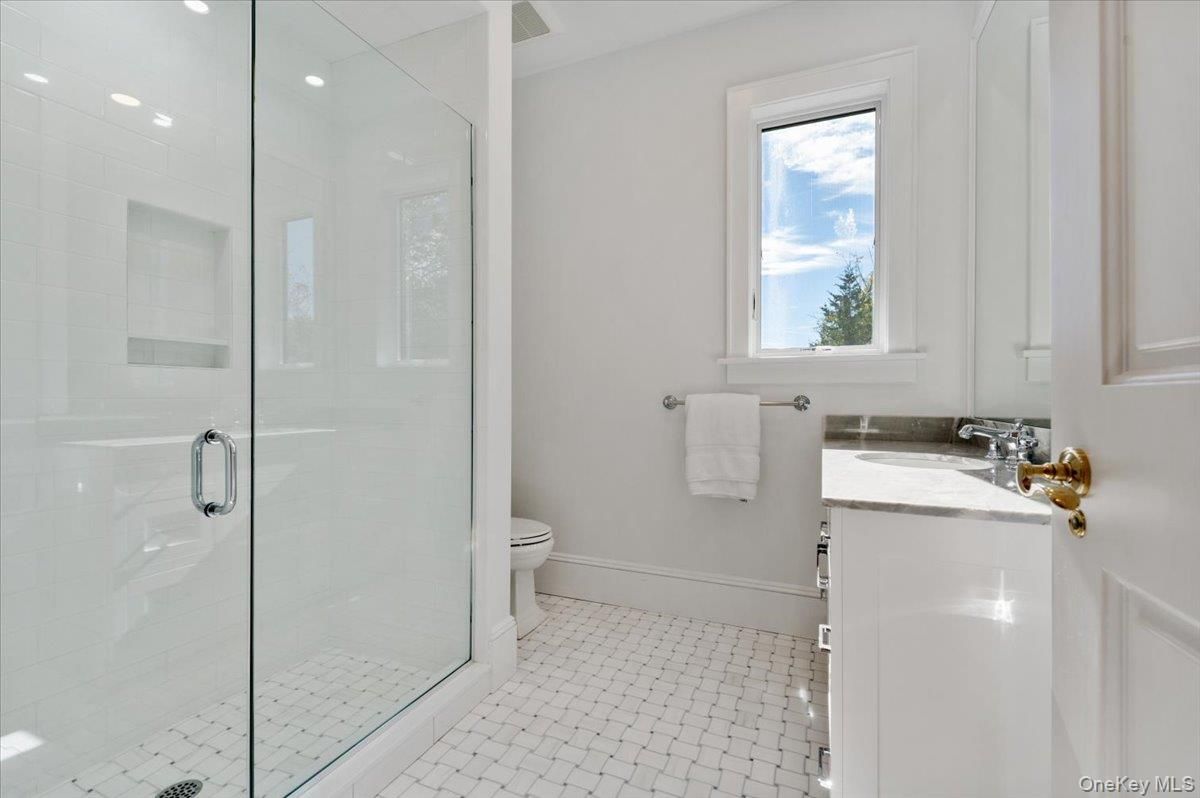 Bathroom, Glass Shower, Interior, Recessed Lighting