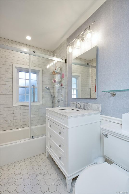 Bathroom, Dual Sink Vanities, Glass Shower, Interior, Recessed Lighting