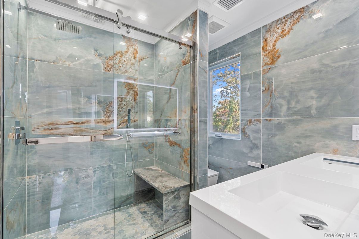 Bathroom, Glass Shower, Interior, Recessed Lighting