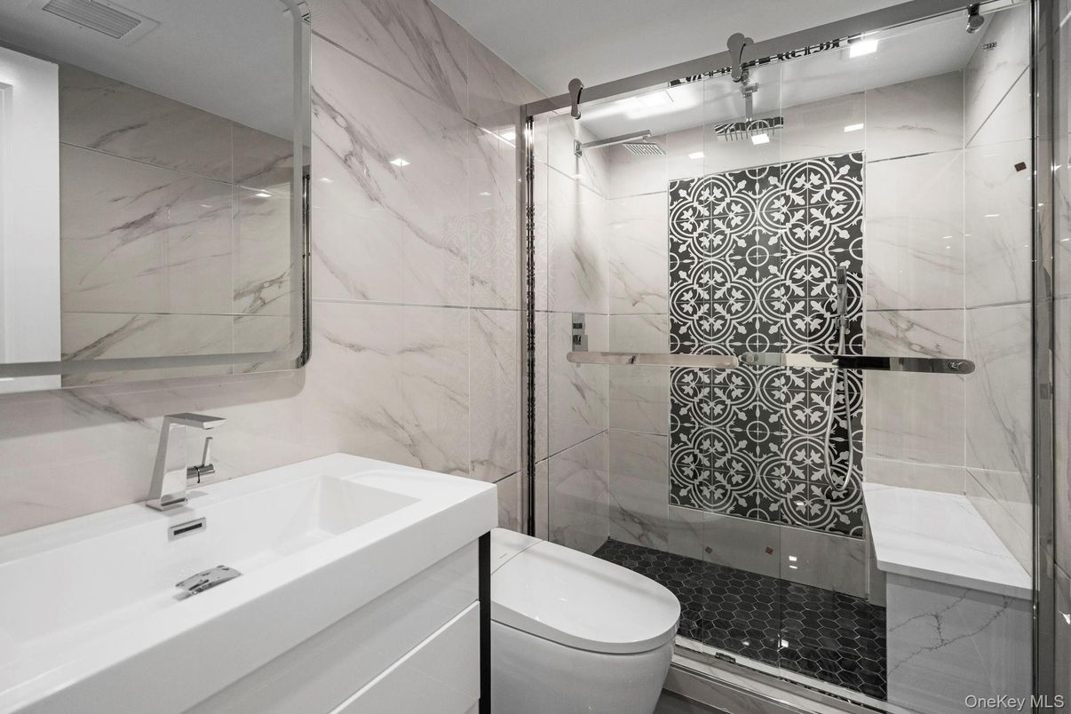 Bathroom, Glass Shower, Interior, Marble Walls