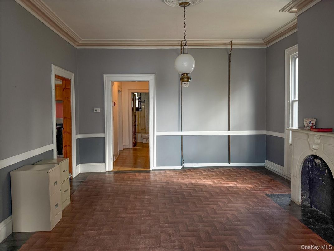 Fireplace, Interior, Pendant Lights, Wood Texture Flooring