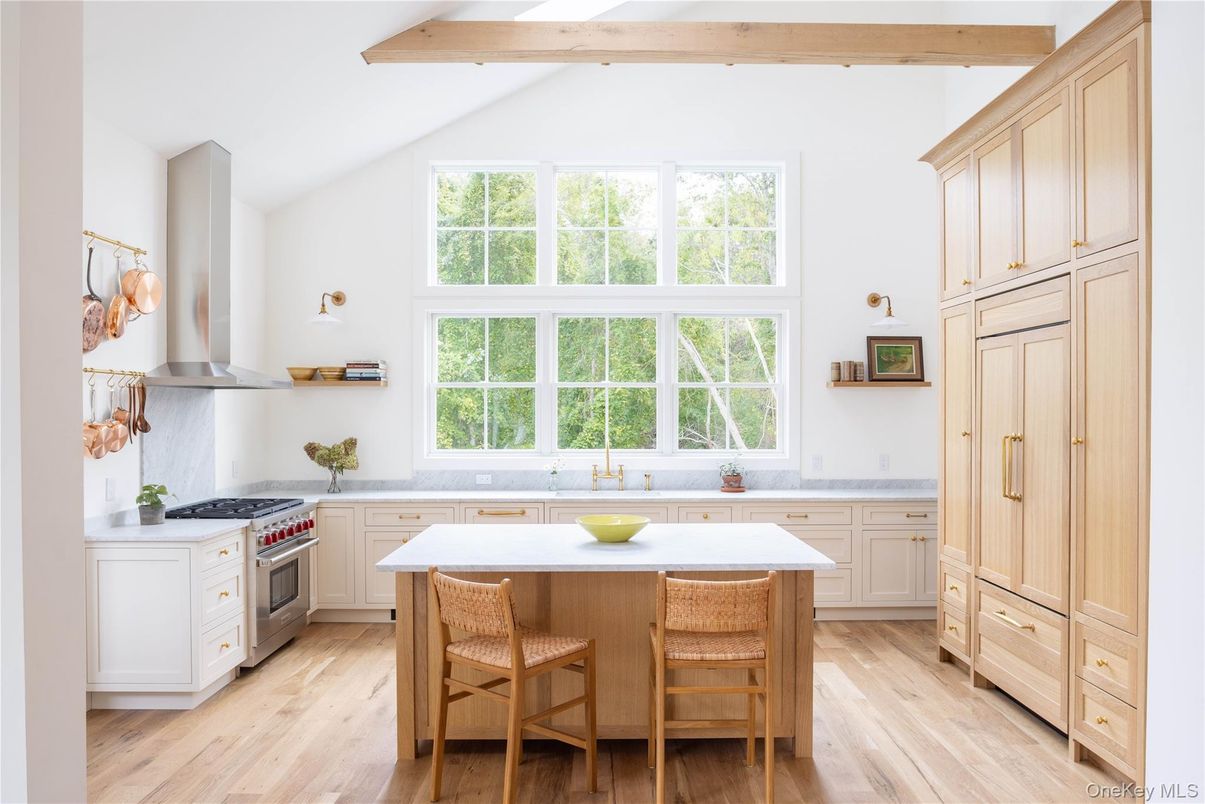 Interior, Kitchen, Stainless Steel Appliances, Wooden Beams, Wood Texture Flooring