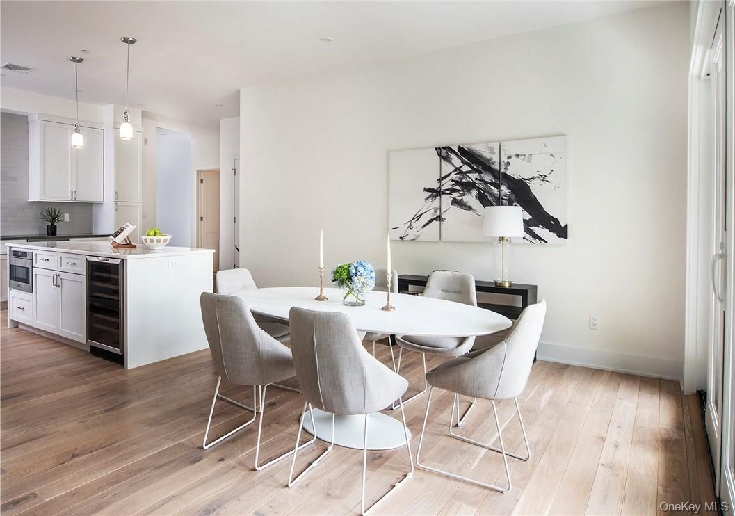 Dining room, Interior, Kitchen, Pendant Lights, Wood Texture Flooring