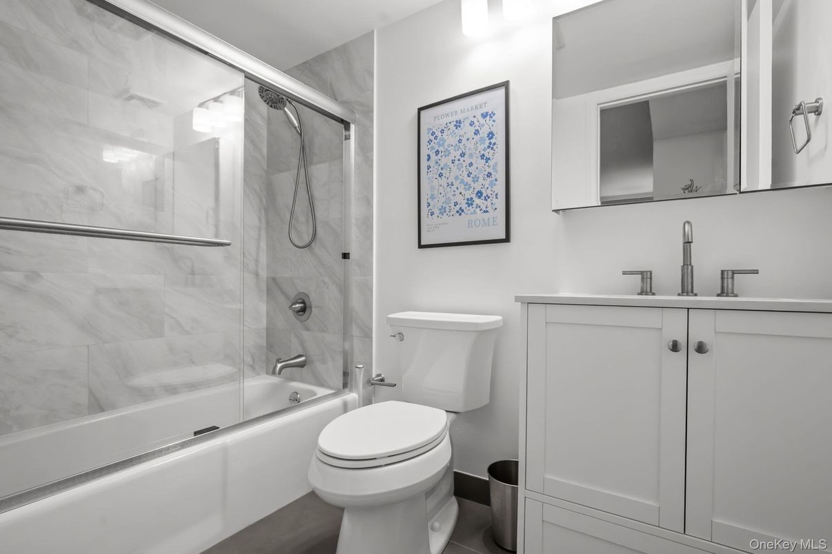 Bathroom, Glass Shower, Interior, Marble Walls