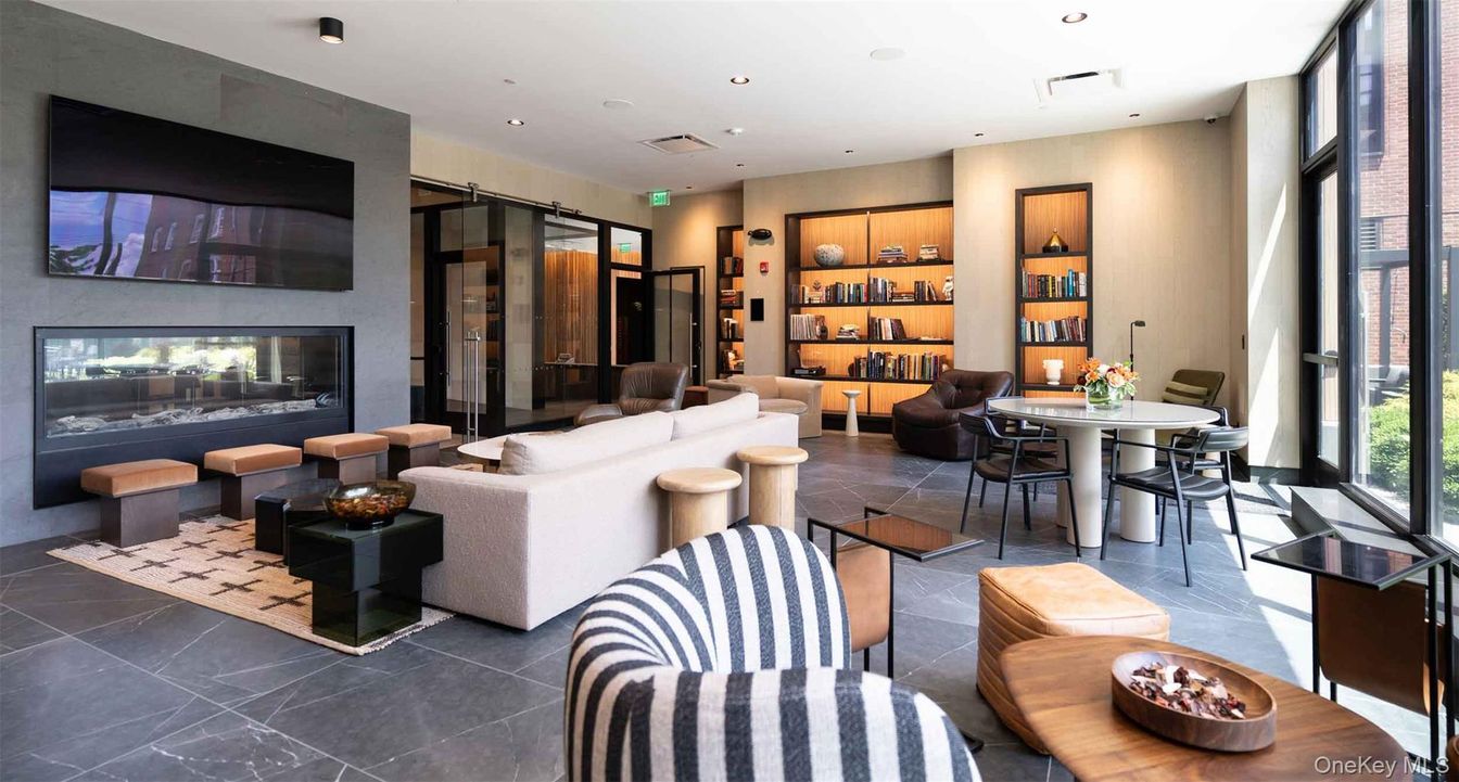 Dining room, Fireplace, Interior, Living room, Recessed Lighting