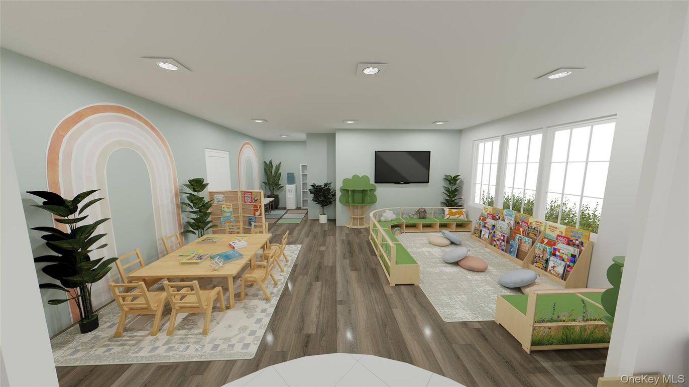 Dining room, Interior, Living room, Recessed Lighting, Wood Texture Flooring