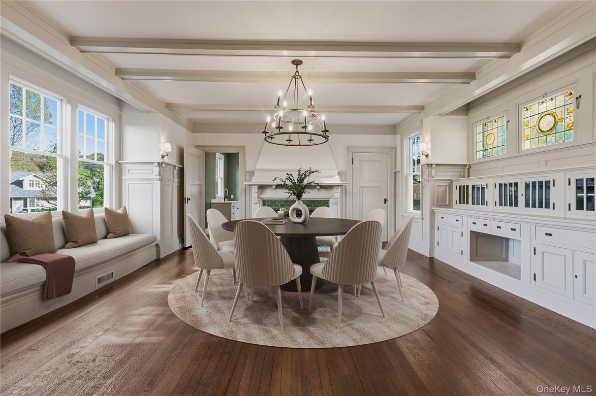 Chandelier, Dining room, Interior, Wood Texture Flooring
